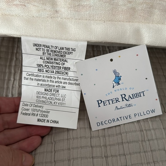 Beatrix Potter Peter Rabbit Decorative Embellished Pillow NWT - Picture 8 of 10